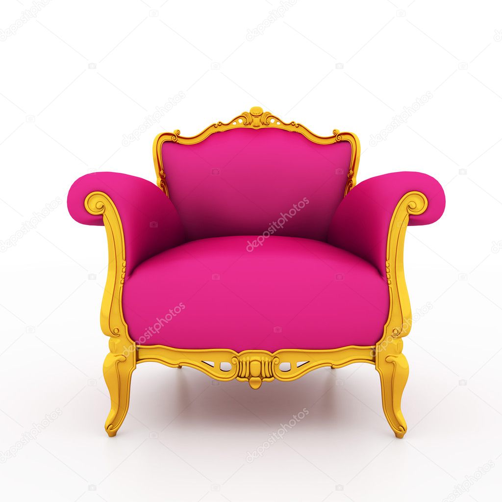 Large image Resolution of Classic glossy pink armchair with gold