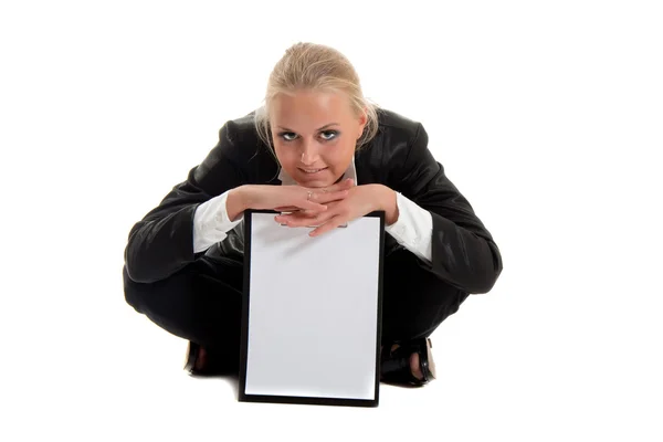 Businesswoman with folder siting — Stock Photo, Image