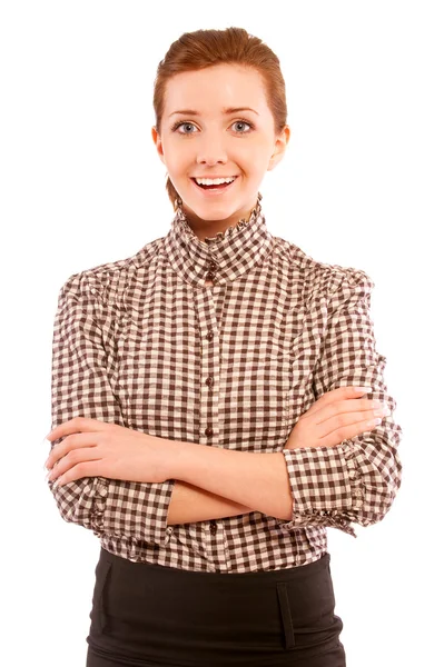 Tytuł Gazeli Biznesu kobieta uśmiechając się — Zdjęcie stockowe