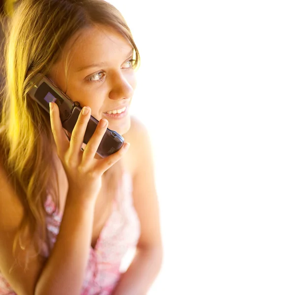 Young pretty woman on phone — Stock Photo, Image