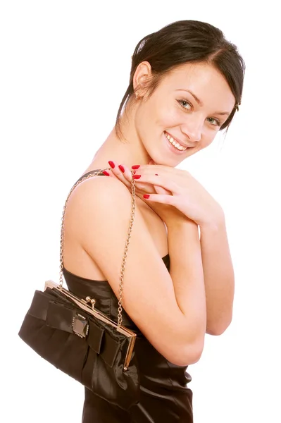 Ragazza con borsa da donna — Foto Stock