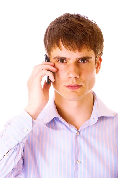 Handsome young guy on cellphone — Stock Photo, Image