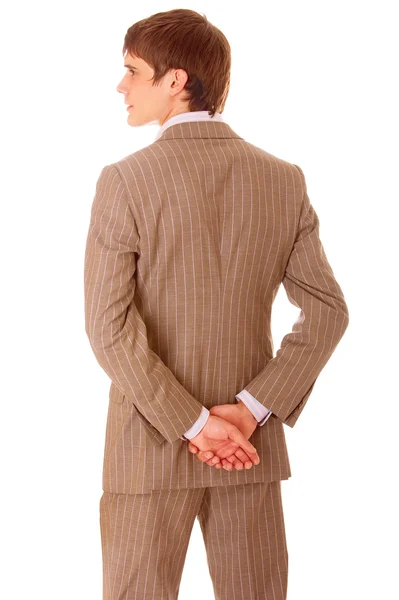 Businessman shot from behind in studio — Stock Photo, Image