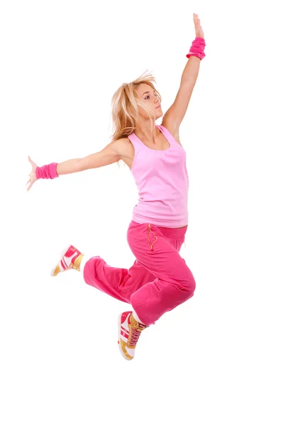 Kadın dansçı atlama — Stok fotoğraf
