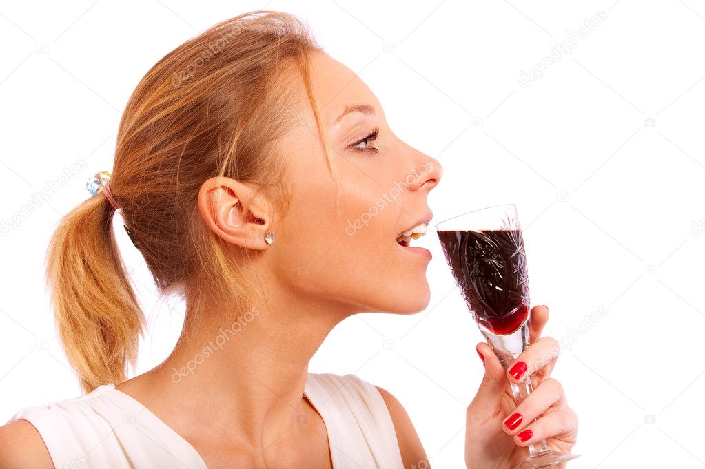 Girl drinks from glass