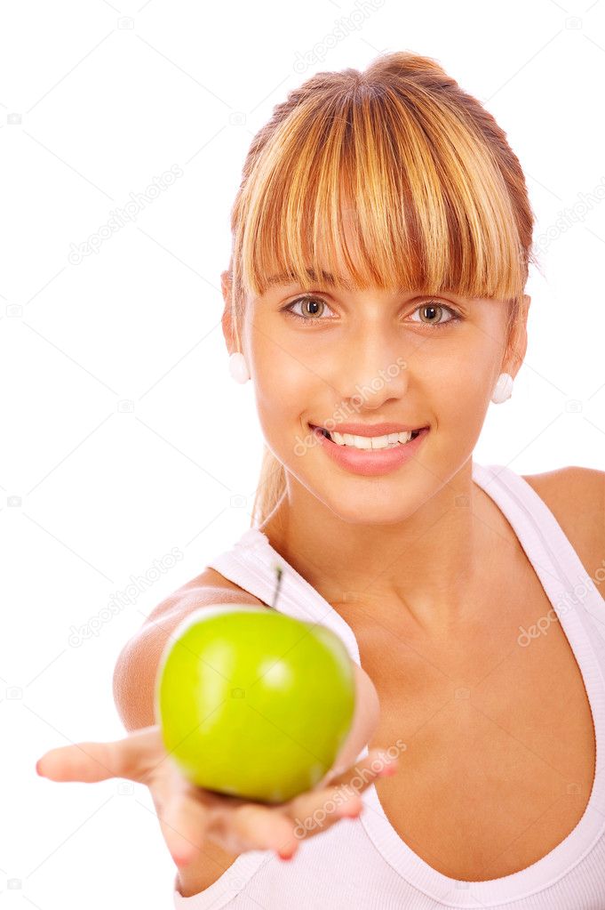 Beautiful girl with an apple