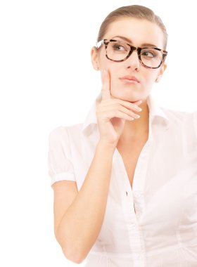 Business woman in glasses reflects clipart