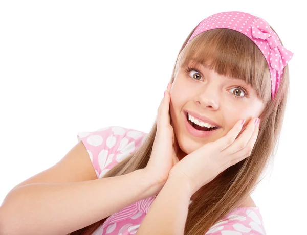 Fine girl is joyfully surprised — Stock Photo, Image