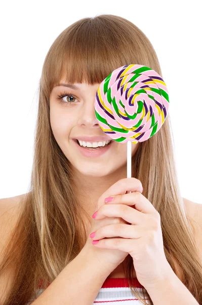 Young girl and lollipop — Stock Photo, Image