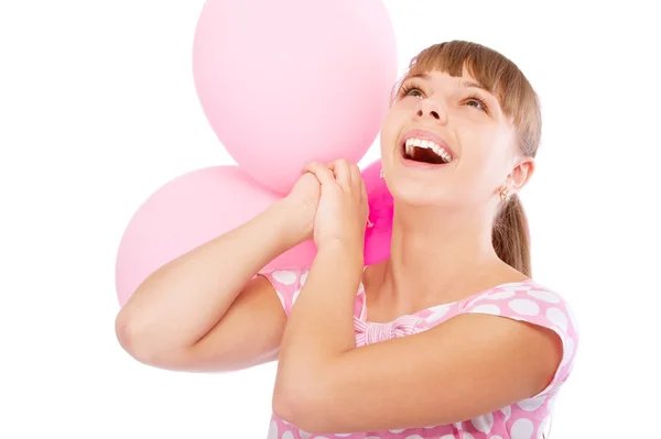 Очаровательная девушка с воздушными шарами — стоковое фото