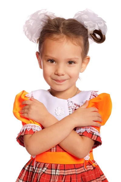 Saç yay ile küçük kız — Stok fotoğraf