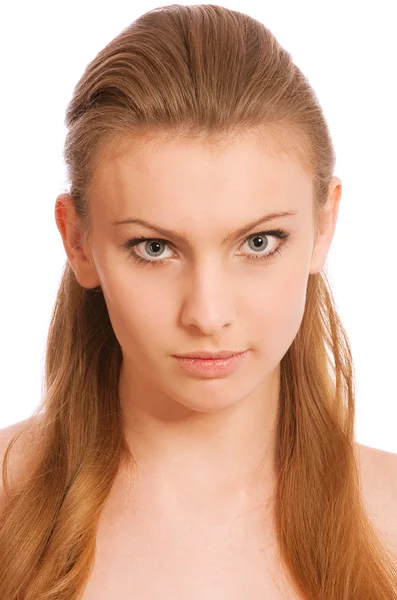Retrato de bela loira de olhos azuis menina — Fotografia de Stock