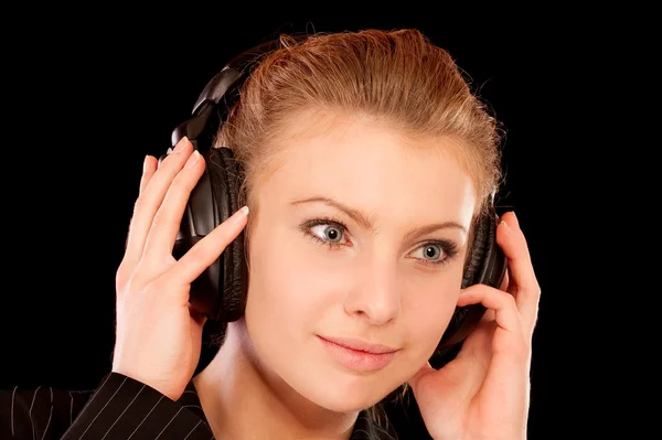 Headphones woman — Stock Photo, Image