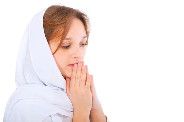 Praying woman close-up portrait — Stock Photo, Image