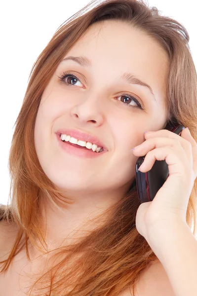 Business girl speaks by phone — Stock Photo, Image