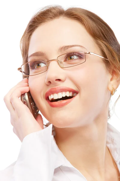 Charming business woman speaks on phone — Stock Photo, Image