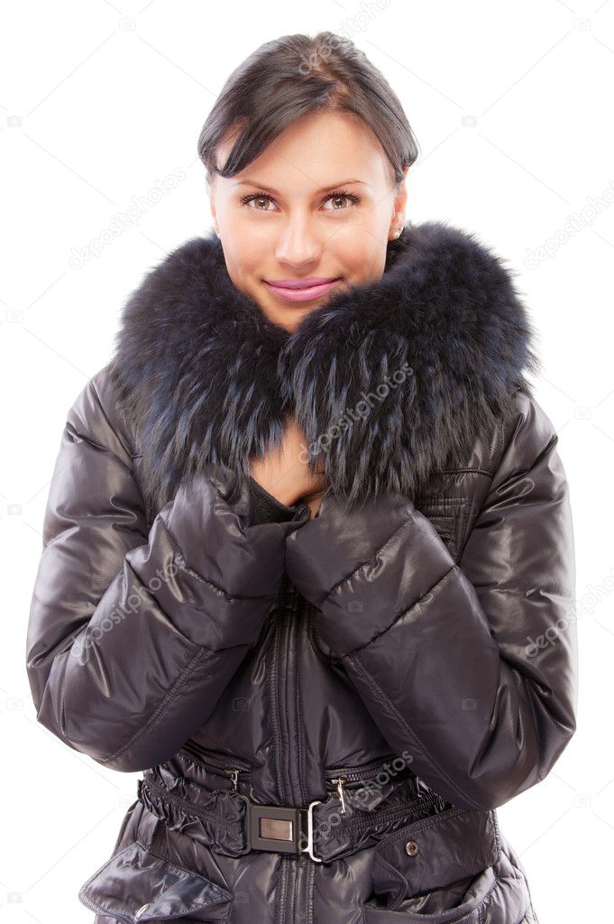 Beautiful girl in warm coat