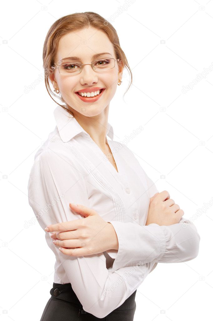 Charming business woman smiles