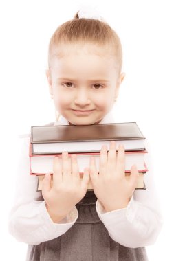 Portrait of beautiful schoolgirl with books clipart