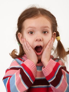 Portrait of surprised little girl clipart