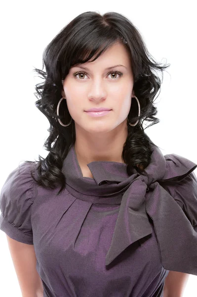 아름 다운 검은 머리 젊은 여자의 초상화 — 스톡 사진