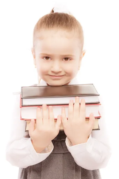Portrait de belle écolière avec des livres — Photo