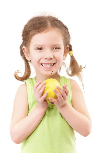 青リンゴと小さな女の子 — ストック写真