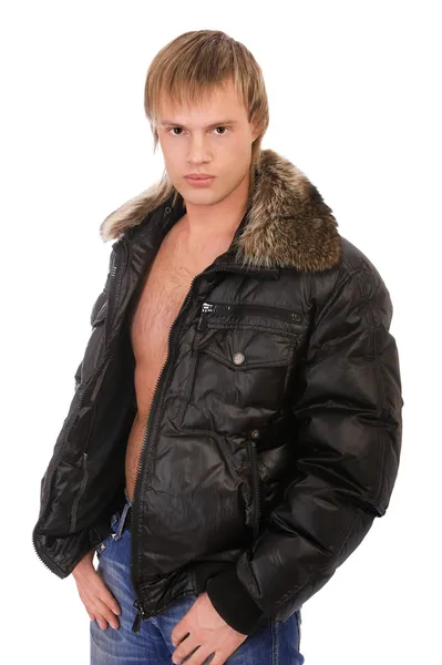 Man in leather jacket — Stock Photo, Image