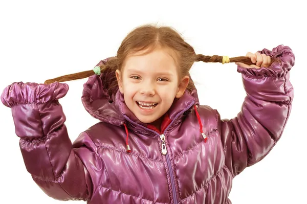 겨울 재킷을 입은 작은 소녀의 초상화 — 스톡 사진