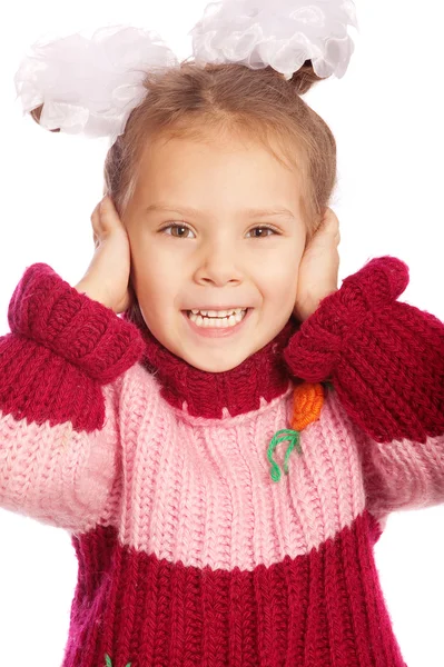 Retrato de menina em suéter — Fotografia de Stock
