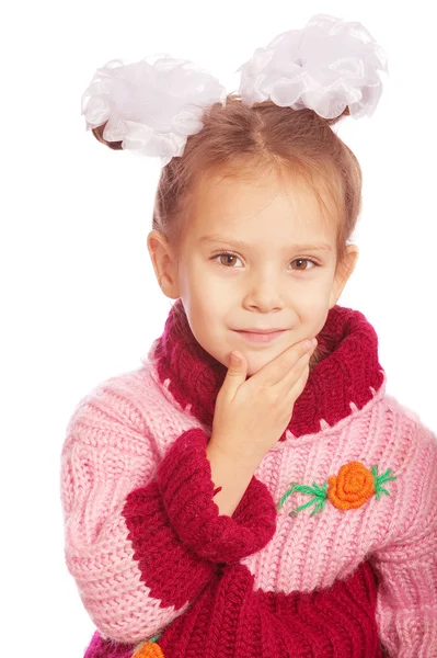 Portrét holčička ve svetru — Stock fotografie