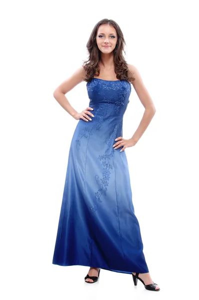 Mulher de vestido azul — Fotografia de Stock