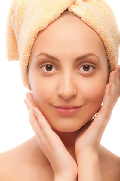 Portrait of young beautiful woman after bath — Stock Photo, Image