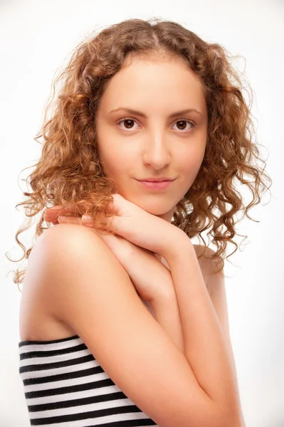 Portrét krásné kudrnatá holka — Stock fotografie