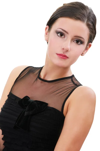 Flicka i svart klänning — Stockfoto