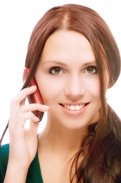 Charming girl speaks by phone — Stock Photo, Image