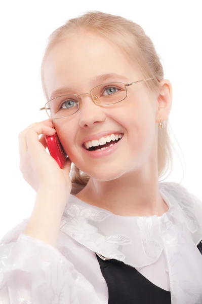 Young girl calls by phone — Stock Photo, Image