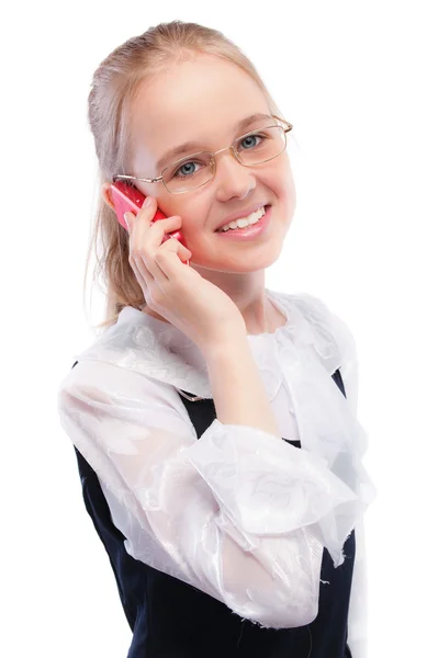 Young girl calls by phone — Stock Photo, Image