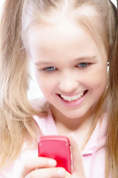 Young girl with phone — Stock Photo, Image