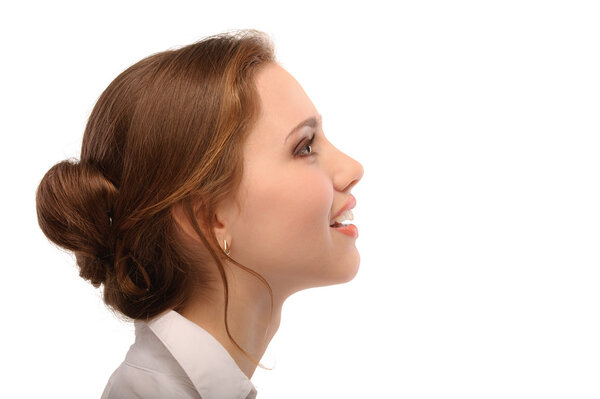 Retrato de mujer de negocios hermosa en el perfil — Foto de Stock