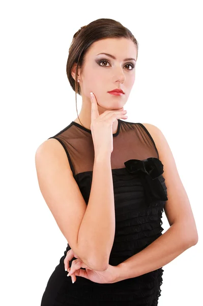 Девушка в черном платье Стоковая Картинка