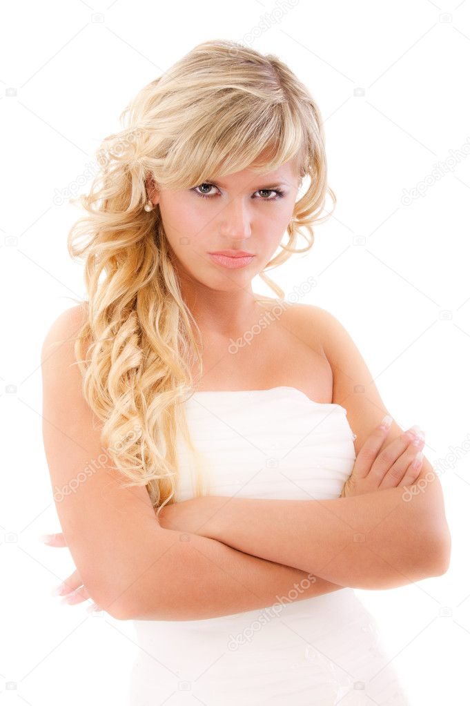 Angry bride in expectation of groom
