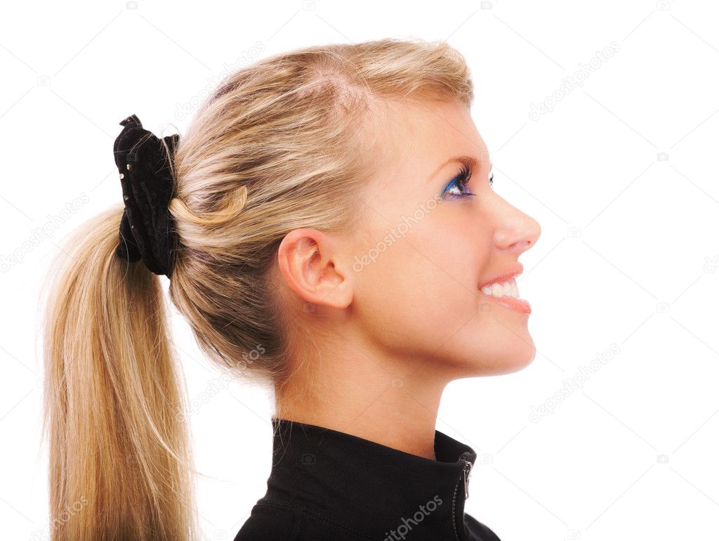 Portrait of girl with ponytail in profile