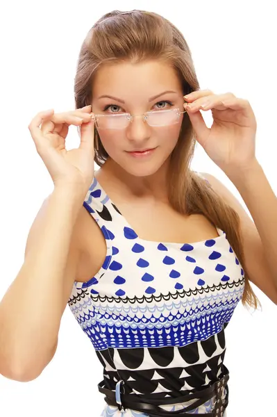 Bionda in occhiali — Foto Stock