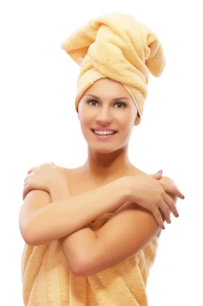 Menina na toalha de banho — Fotografia de Stock
