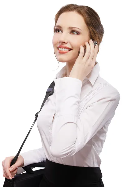 Girl with laptop bag — Stock Photo, Image