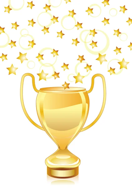Krásná trofej zlatý pohár s hvězdami — Stockový vektor