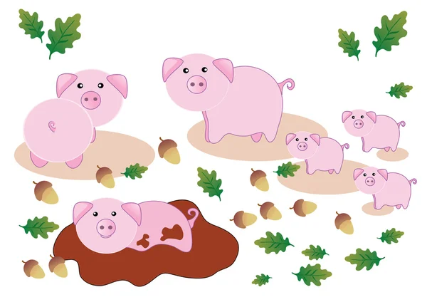 stock vector Vector Illustration of Pigs