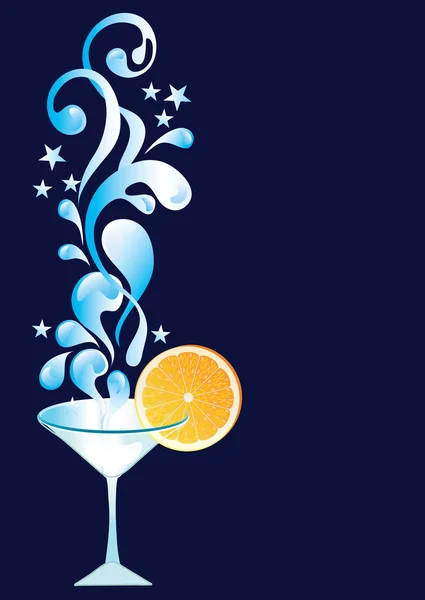 Cocktail vettoriale con arancia e spruzzi — Vettoriale Stock