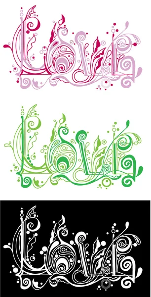 Beautiful illustration of the word love — Stock Vector